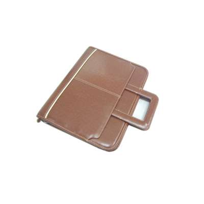 High quality leather zipper portfolio with handle